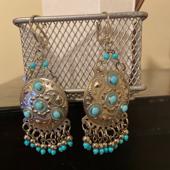 SIlver and Turquoise Earrings - Picture 2 of 3